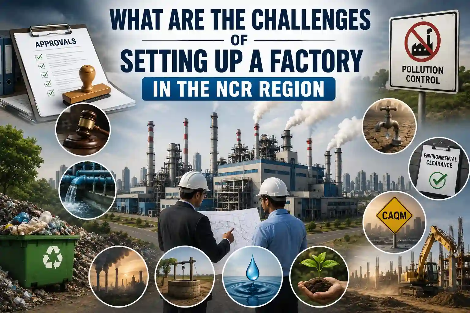 Challenges of setting up a factory in the NCR region with environmental approval and compliance requirements.