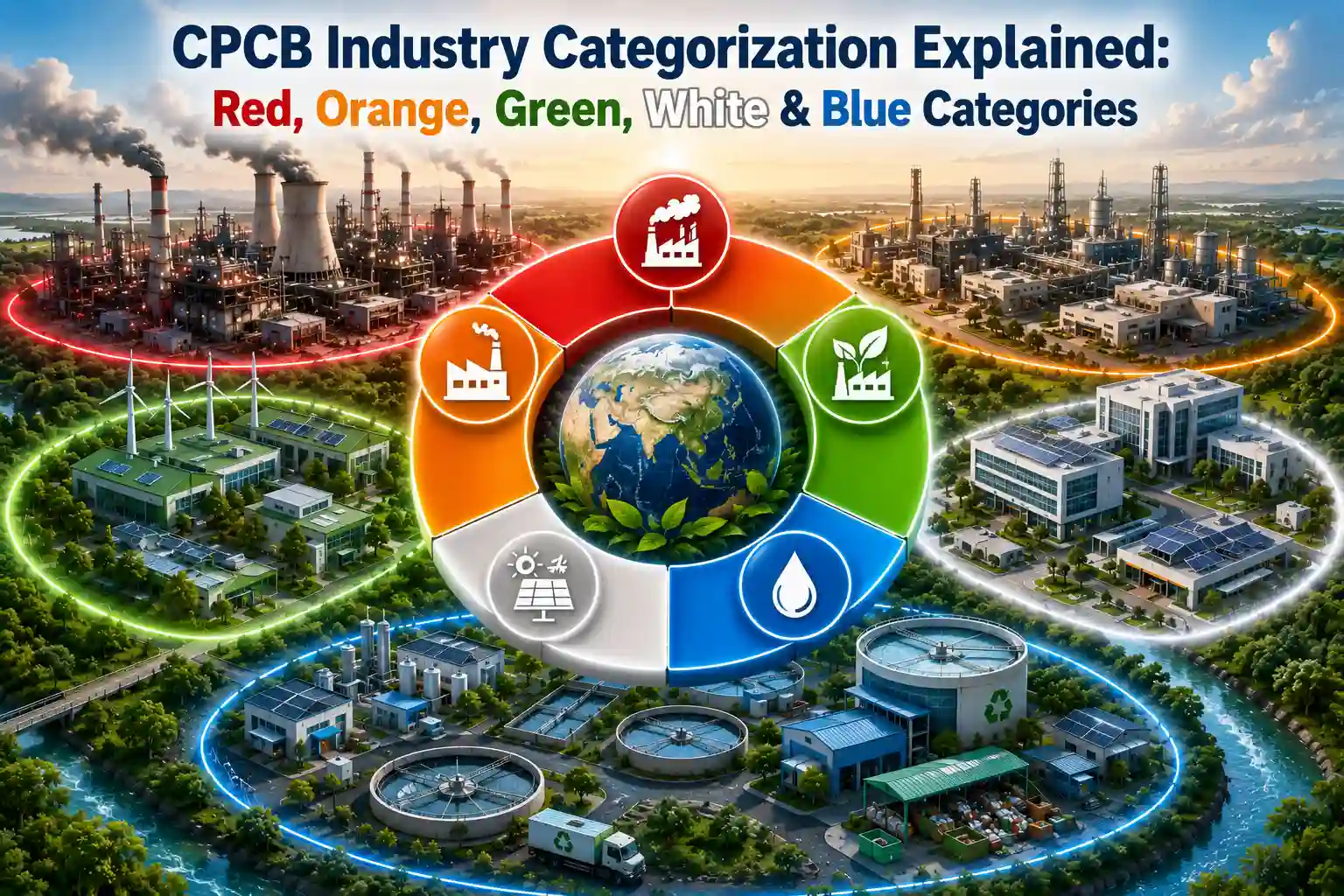 Visual representation of CPCB industrial categorization based on pollution potential and environmental impact.