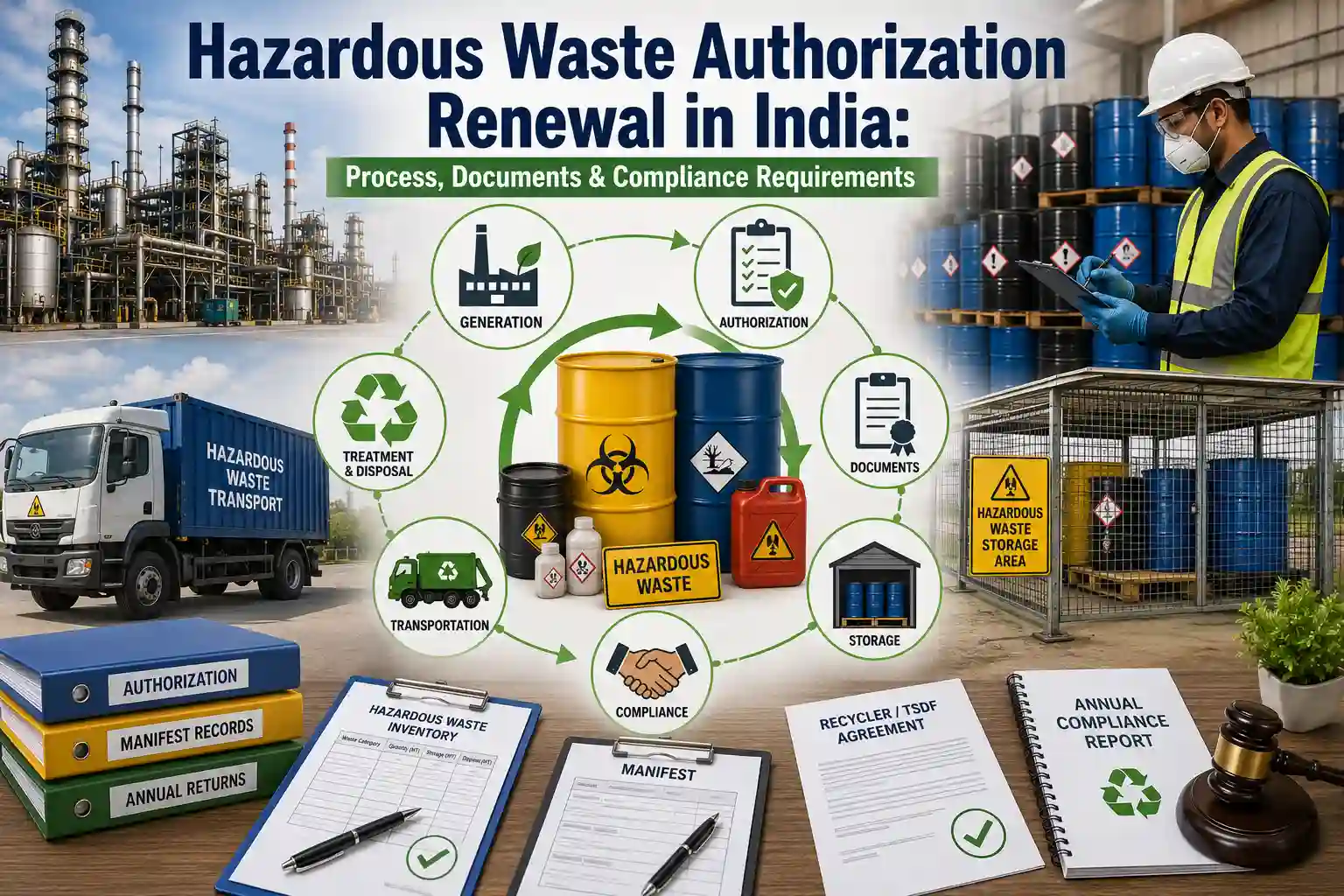 Hazardous Waste Authorization Renewal in India with industrial compliance and hazardous waste management.