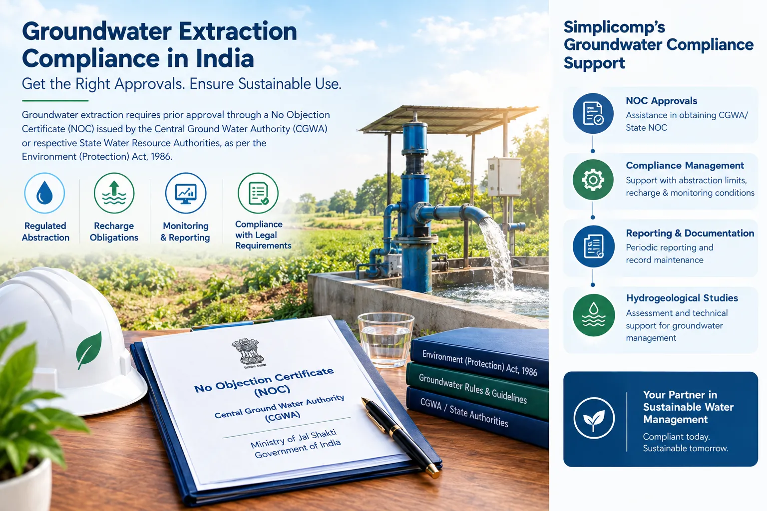 Groundwater extraction NOC and CGWA compliance services in India